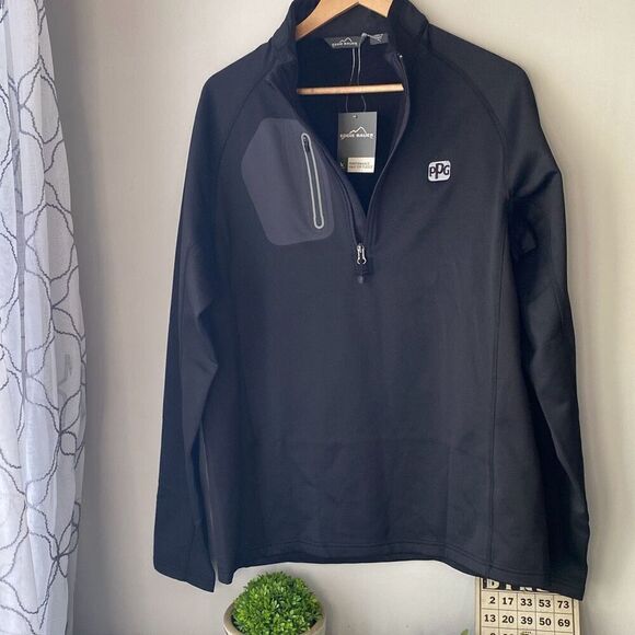 NWT Eddie Bauer performance quarter zip shirt men’s size large black long sleeve - Picture 1 of 10